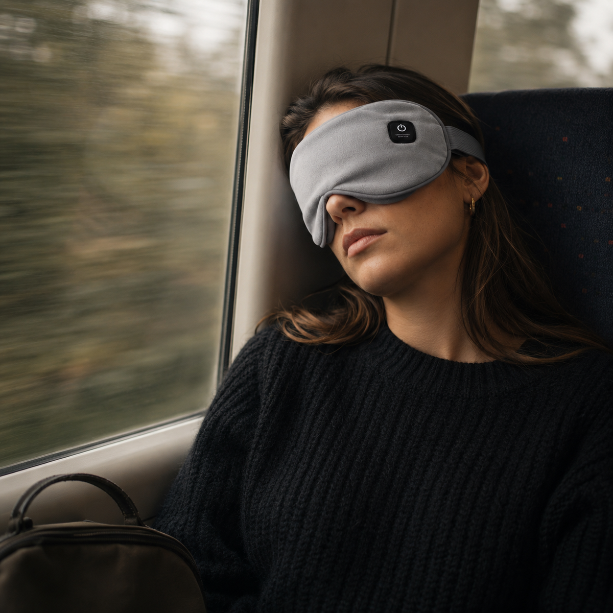 USE 3 — train window seat, mask on